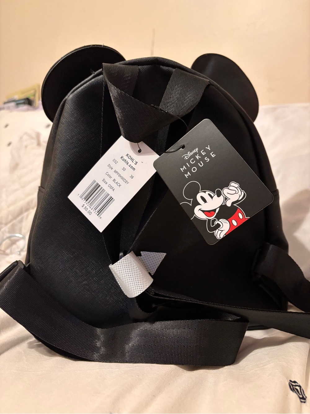 Disney Black Mickey Mouse Mini Backpack with Gold Zipper - Picture 2 of 2